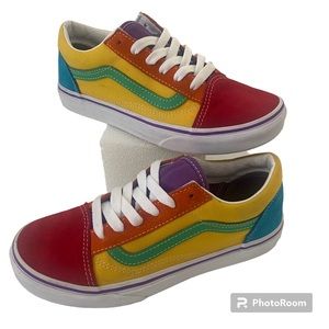 Vans Old Skool Color Block Yellow Kids Skater Shoes size 3.5